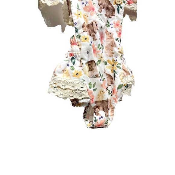 Baby One Piece Cute Romper Easter Theme with Bunnies/Flowers Brand New - Picture 3 of 12